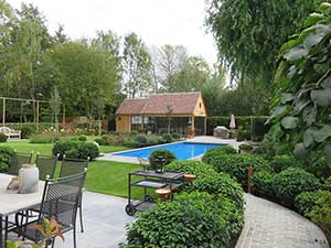 Schrauwen, terras, tuinhuis, natuurstenen, groenaanleg, Balen, Borsbeek, Oud-Turnhout